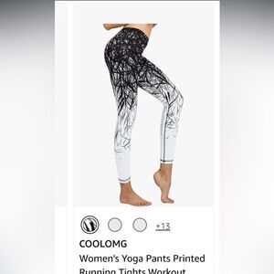 COOLOMG Black and White Printed Yoga Pants size S